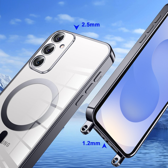 Puzdro pre Samsung Galaxy S25, Electro MagSafe, čierne + šnúrka