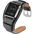 Kožený remienok pre Apple Watch 1/2/3/4/5/6/7/8/SE/Ultra 42/44/45/49 mm, čierny