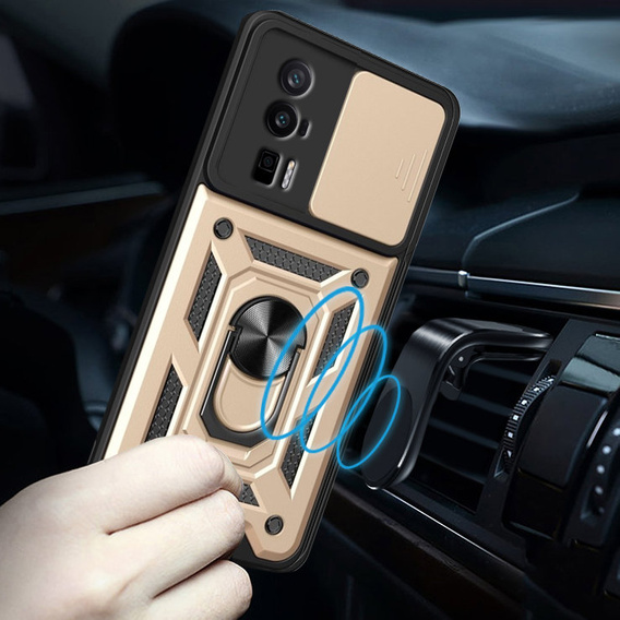 Obal na mobil pre Xiaomi Poco F5 Pro, CamShield Slide, zlaté
