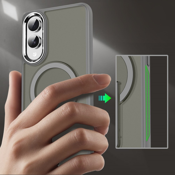 Puzdro pre Samsung Galaxy S25 Edge, Kickstand Matt Case, pre MagSafe, titánovo šedá