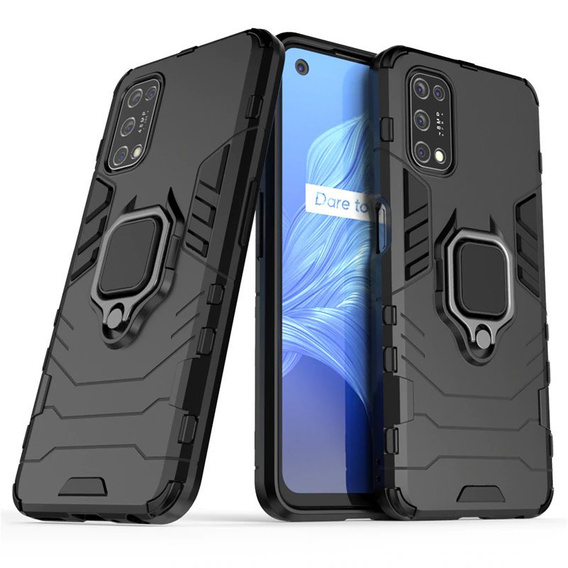 Obal na mobil pre Realme 7 5G, Kickstand Ring, čierne