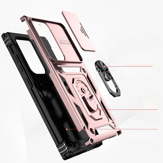 Obal na mobil pre Samsung Galaxy S24 Ultra, CamShield Slide, ružové rose gold