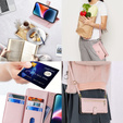Klapkové puzdro pre iPhone 14, Wallet Zipper Pocket, ružové