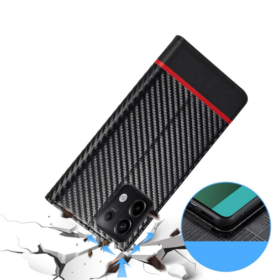 Flipové puzdro pre Xiaomi Redmi Note 13 Pro 4G / Xiaomi Redmi Note 14S / Xiaomi Poco M6 Pro 4G, Carbon LC.IMEEKE, čierne