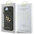 GUESS Obal na mobil pre iPhone 16E, 4G Big Metal Logo, čierne