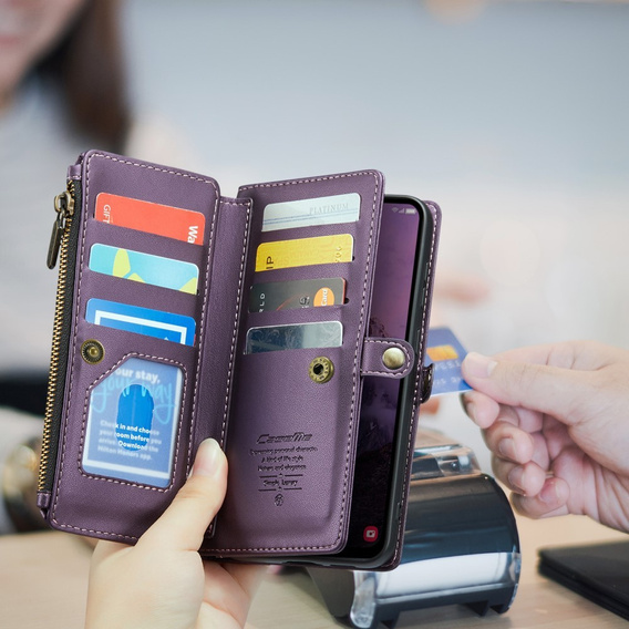 Puzdro CASEME pre Samsung Galaxy A56 5G, RFID Leather Wallet, s popruhom cez rameno, fialové