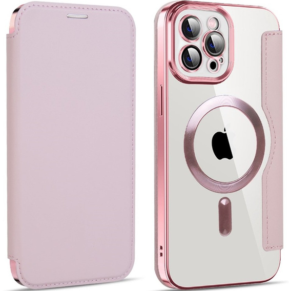 Klapkové puzdro pre iPhone 12 Pro, RFID Wallet MagSafe CamShield, ružové