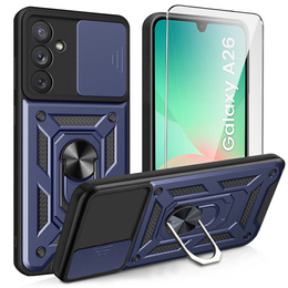 Pancierované puzdro pre Samsung Galaxy A26, CamShield Slide, modré + tvrdené sklo 9H