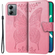 Klapkové puzdro pre Motorola Moto G14, Butterfly, ružové 