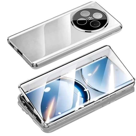 Puzdro pre Oppo Find X8 Pro, Magnetic Dual Glass, strieborné