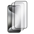 2x tvrdené sklo pre iPhone 15 Pro, ERBORD 3D pre celý displej