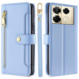 Klapkové puzdro pre Infinix Note 40 Pro, Wallet Zipper Pocket, modré