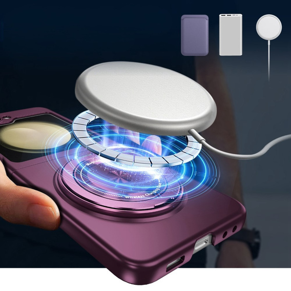 GKK puzdro pre Galaxy Z Flip 5 5G, rohy odolné proti pádu MagSafe, transparentné / fialové