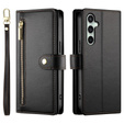 Klapkové puzdro pre Samsung Galaxy S24 FE, Wallet Zipper Pocket, čierne