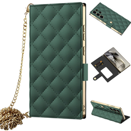 Flipové puzdro pre Samsung Galaxy S24 Ultra, GKK Mirror Wallet, zelený