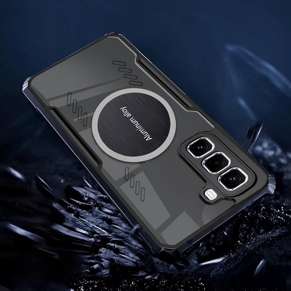 Puzdro pre Infinix Hot 50 4G, s magnetickým štítkom, transparentné / čierne