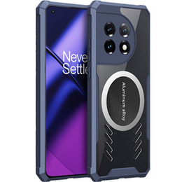 Puzdro pre OnePlus 11 5G, s magnetickým štítkom, transparentné / tmavomodré