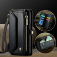 Puzdro CASEME pre iPhone16e, RFID Leather Wallet, s popruhom cez rameno, čierne