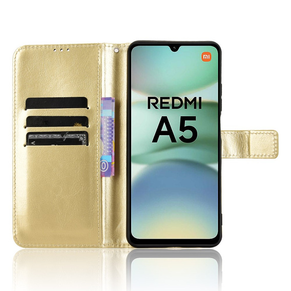 Klapkové puzdro pre Xiaomi Redmi A5, Crazy Horse Wallet, zlaté