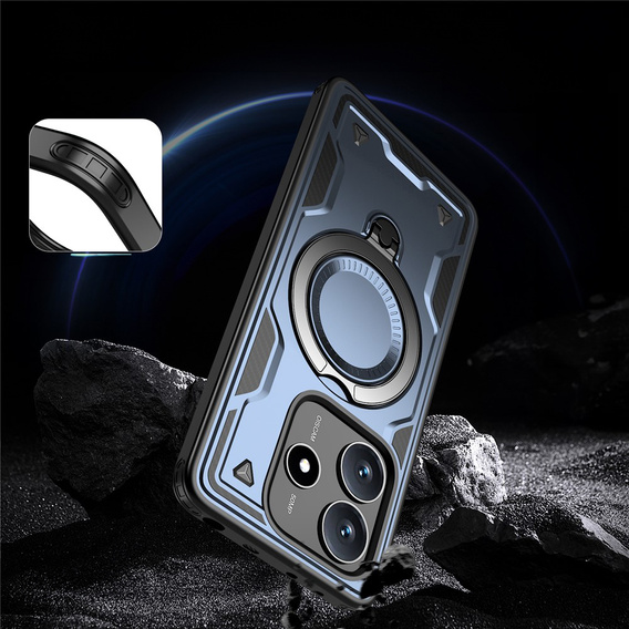 Puzdro pre Xiaomi Redmi Note 14 5G, Military MagSafe, modré + sklo 9H