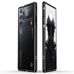Puzdro pre ZTE nubia Red Magic 9 Pro / 9 Pro+ / 10 Pro / 10 Pro+ 5G, Armor Bumper, s krytom objektívu, čierna / strieborná