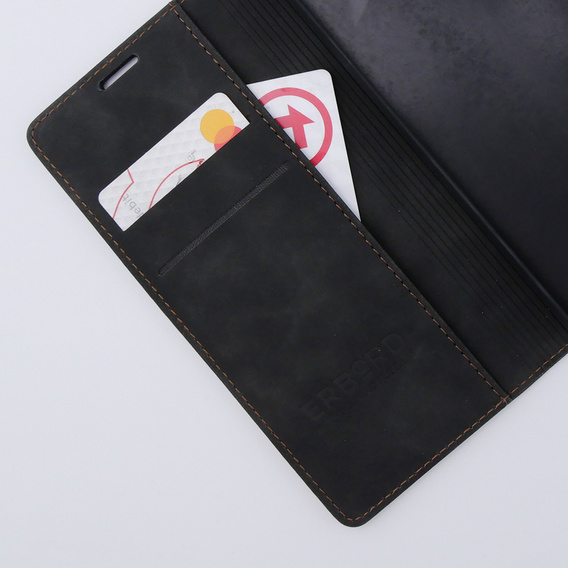 Puzdro pre Xiaomi Redmi Note 12 4G, ERBORD Vintage, peňaženka s chlopňou, čierne