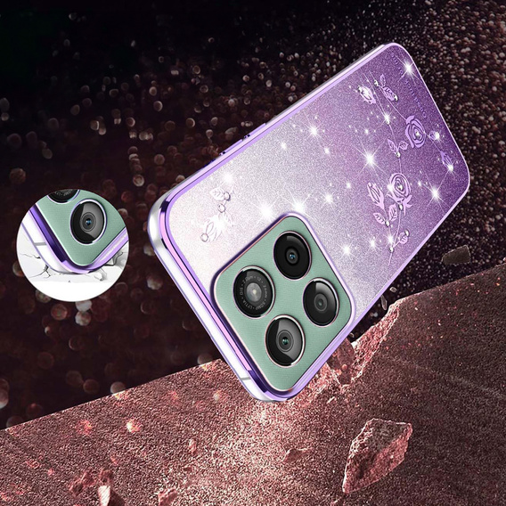 Puzdro Glitter Flower pre Motorola Edge 70