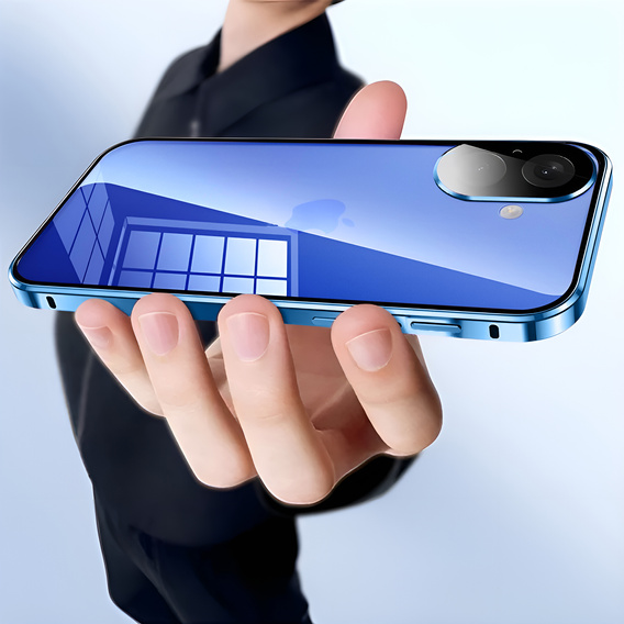 Puzdro pre iPhone 16, Magnetic Dual Glass, modré