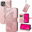 Klapkové puzdro pre T Phone 2 5G, Butterfly, ružové rose gold
