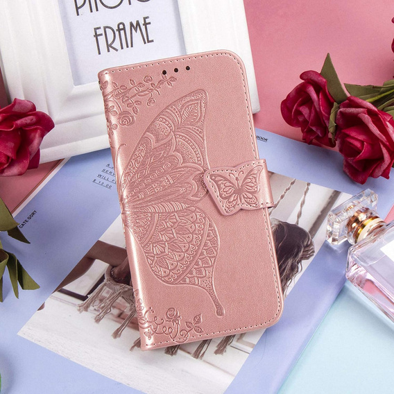 Klapkové puzdro pre Oppo A40 / Oppo A40m, Butterfly, ružové rose gold