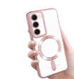 Puzdro pre Samsung Galaxy S23, Electro MagSafe, ružové rose gold + sklo na displej