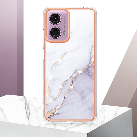 Ochranné puzdro pre Motorola Moto G24 / G24 Power / G04, Marble Slim Case, biele