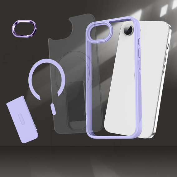 Puzdro pre Iphone 16E, Kickstand Matt Case, pre MagSafe, fialové