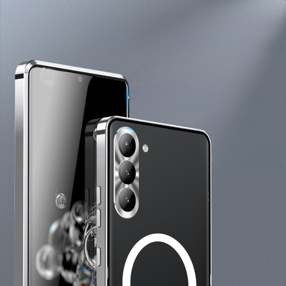 Ochranné puzdro na fotoaparát pre Samsung Galaxy S23 Plus, CamShield MagSafe, priehľadný / strieborný