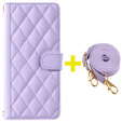 Puzdro s chlopňou pre Samsung Galaxy A16, Rhombus Crossbody Leather, fialové