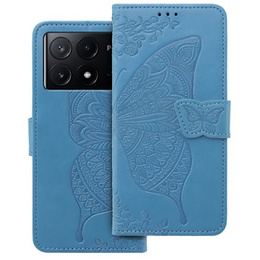 Klapkové puzdro pre Xiaomi Poco F6 Pro, Butterfly, modré