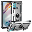 Pancierované obal na mobil pre Motorola Moto G60, Nox Case Ring, strieborné