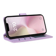 Puzdro s chlopňou pre iPhone 16E, Rhombus Crossbody Leather, fialové