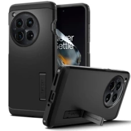 Puzdro Spigen Tough Armor pre OnePlus 12 (čierne) – odolná ochrana so stojanom