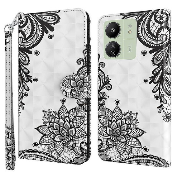 Klapkové puzdro pre Xiaomi Redmi 13C / Poco C65, Wallet, Lace Flower biele