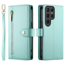 Klapkové puzdro pre Samsung Galaxy S25 Ultra, Wallet Zipper Pocket, zelený