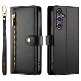Klapkové puzdro pre Samsung Galaxy S25, Wallet Zipper Pocket, čierne
