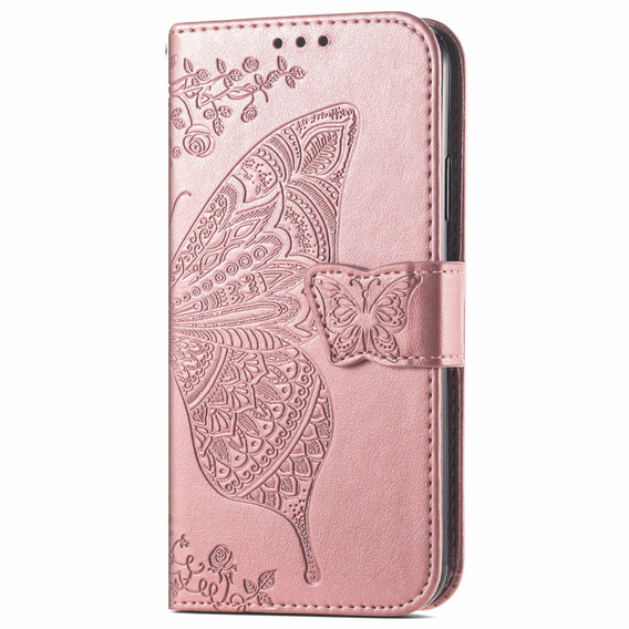 Klapkové puzdro pre Oppo Reno 12FS / 12F, Butterfly, ružové rose gold