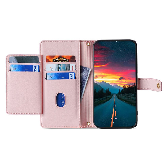 Klapkové puzdro pre Realme 12 Pro 5G / 12 Pro+ 5G, Wallet Zipper Pocket, ružové