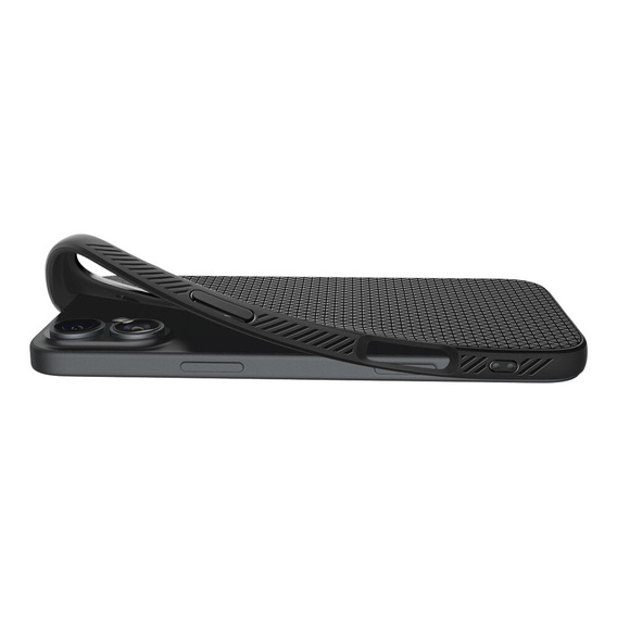 Puzdro Spigen pre iPhone 16 Plus, Liquid Air, čierne + tvrdené sklo 9H
