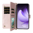 Puzdro s chlopňou pre Oppo Reno 13 Pro 5G, Crossbody Leather Wallet, ružové