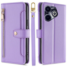 Klapkové puzdro pre Infinix Hot 40i, Wallet Zipper Pocket, fialové
