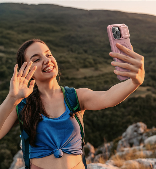 Obrnené puzdro pre iPhone 16 Pro Max, Dexnor CamProtect MagSafe, ružové