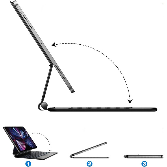 Puzdro s klávesnicou Dracool pre iPad Air 13" 2024 (6 gen.) / Pro 12.9" 2022/2021/2020 (6/5/4 gen.), čierne