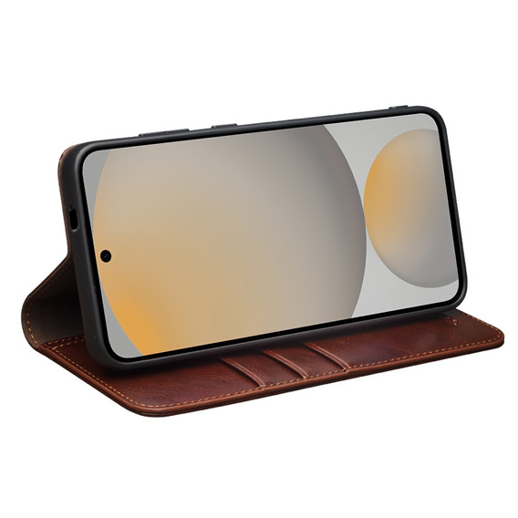 Flipové puzdro pre Samsung Galaxy S25 FE, QIALINO Leather Wallet, hnedé